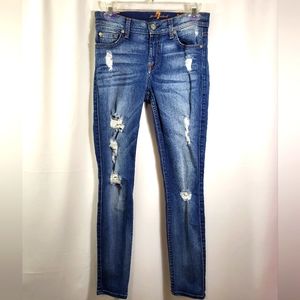 7 for all Mankind blue ankle skinny jeans women's 26  #1365